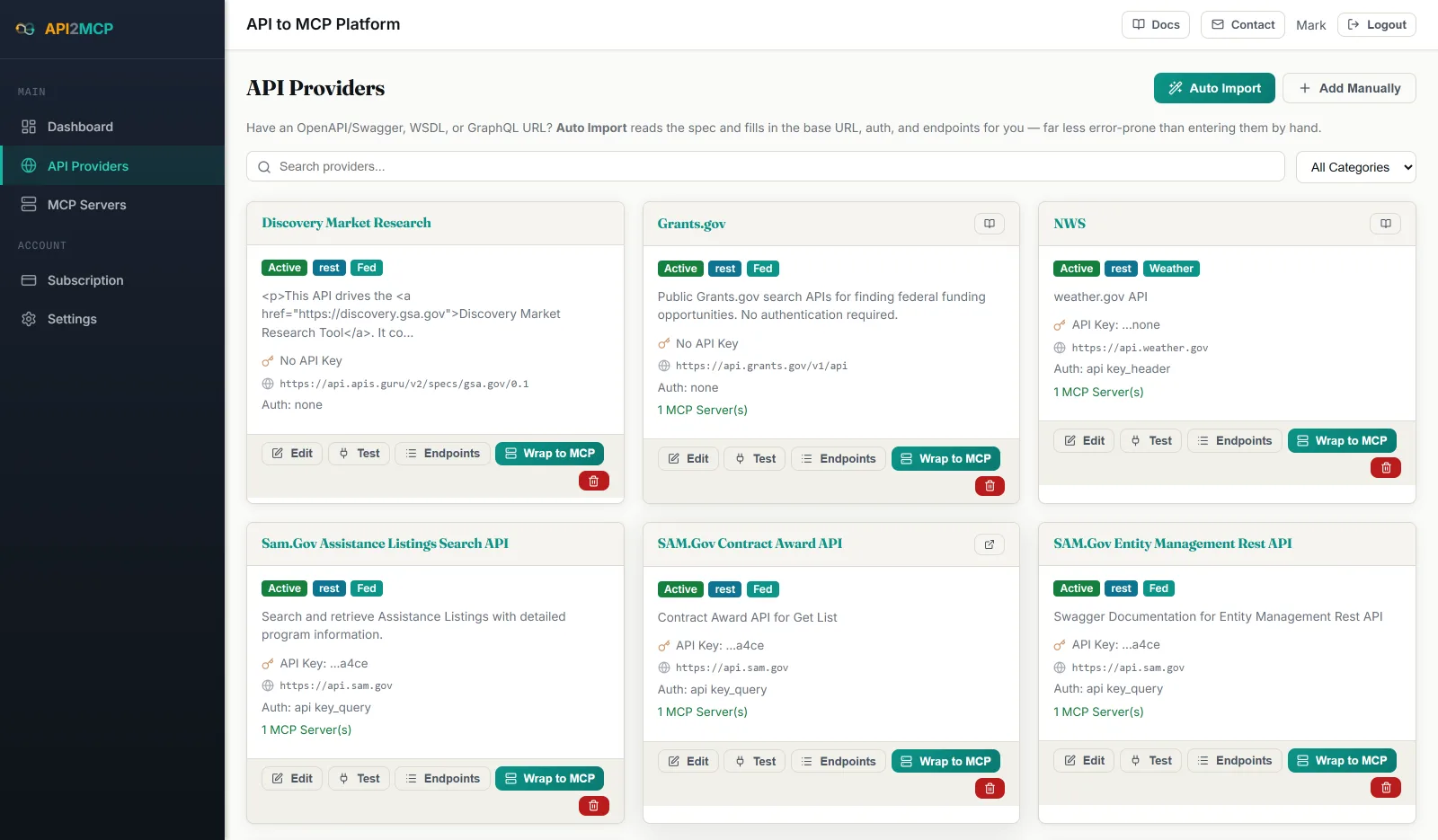 API2MCP API providers