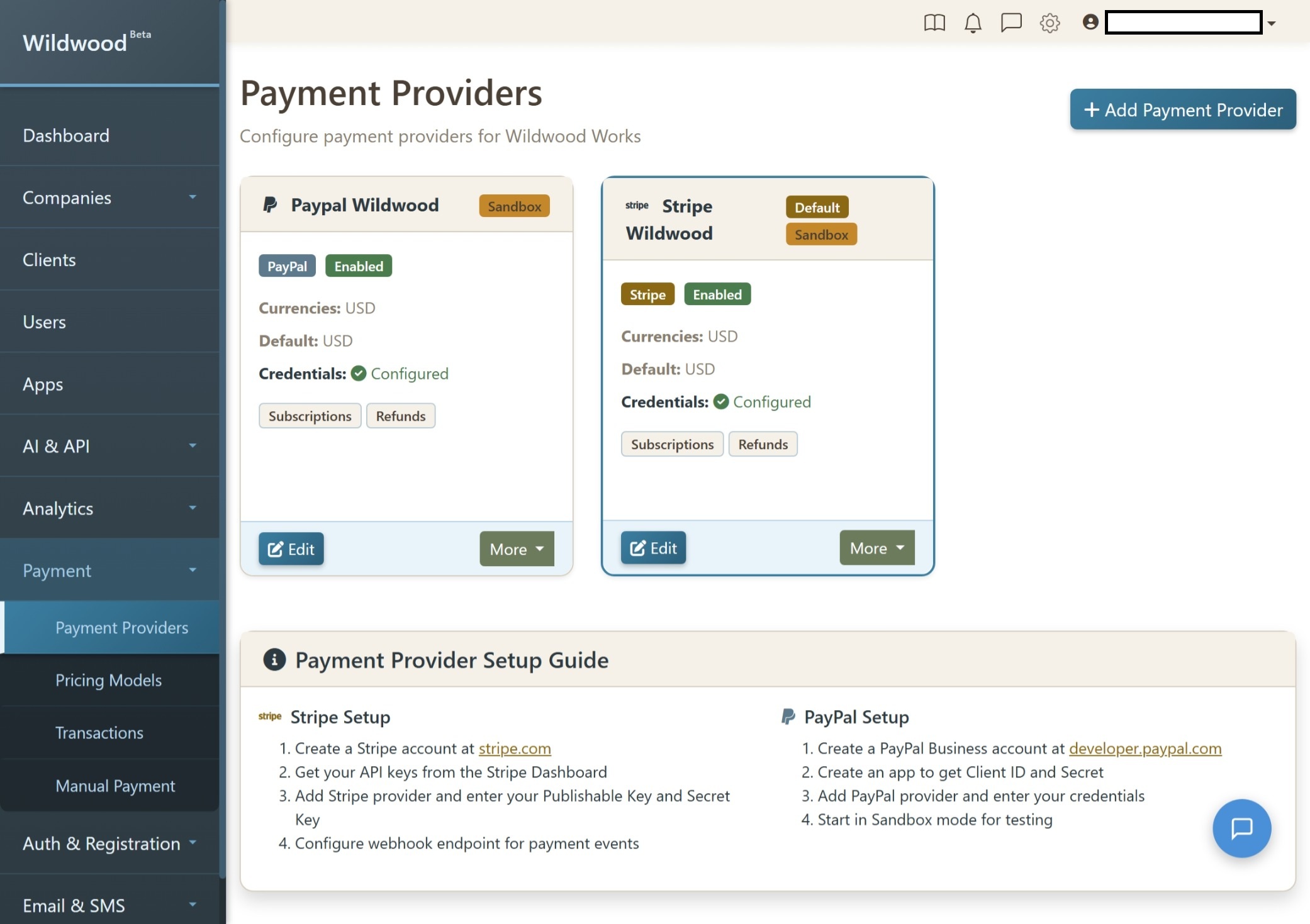 Wildwood Payment Providers