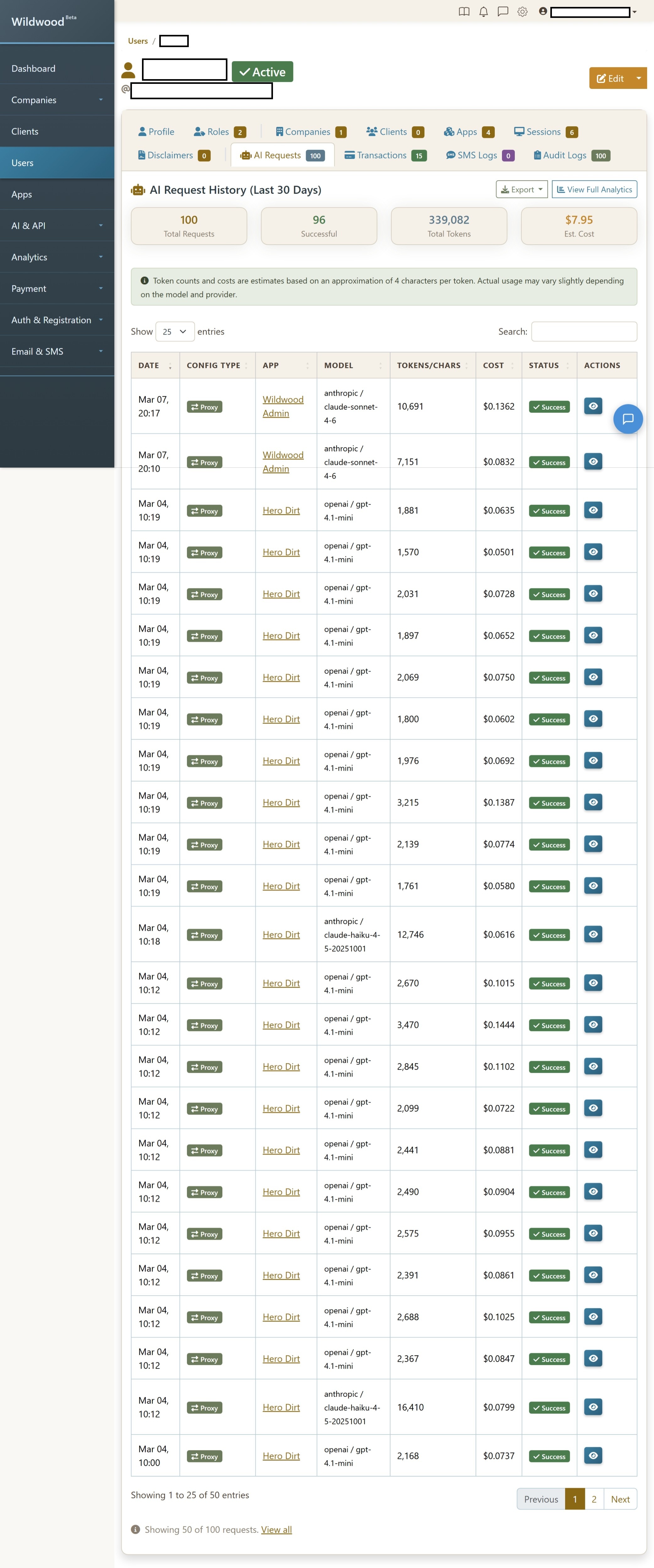 Wildwood User Details